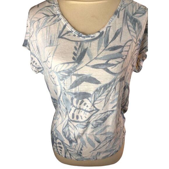 Tropical Palm tree pattern Tahari Palm tree print white and light Green 100% lin - Picture 3 of 11